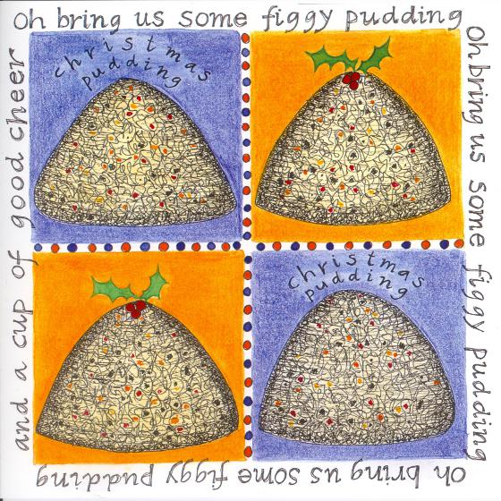 Figgy Pudding, a card design by Fiona Willis